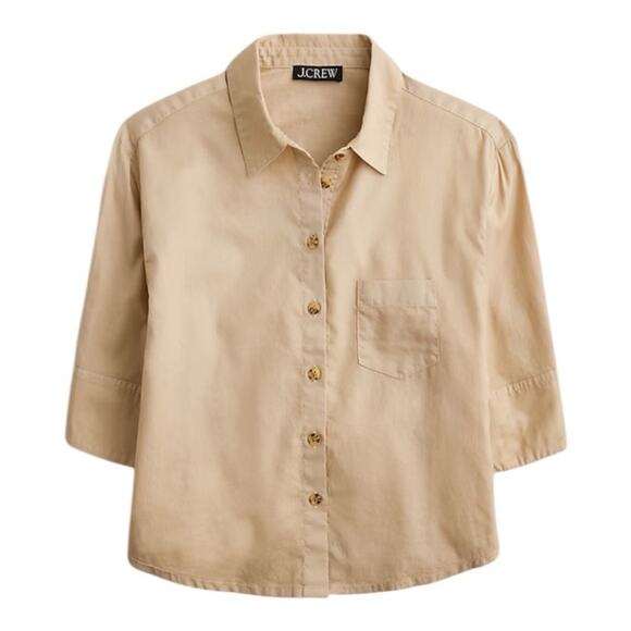 J crew Herringbone twill button-up shirt size 4 NWT khaki - Picture 11 of 11